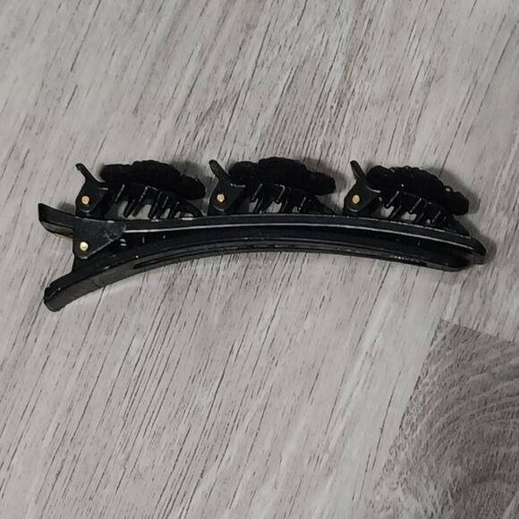 Multi-Toned Pink Rhinestone Floral Black Hair Clip - Picture 3 of 3